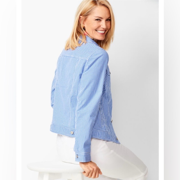 Talbots Blue Gingham Women's Jacket - Picture 2 of 10
